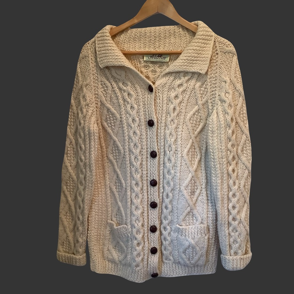 Vintage Alana Handknitted Sweater Made In Ireland Sz S